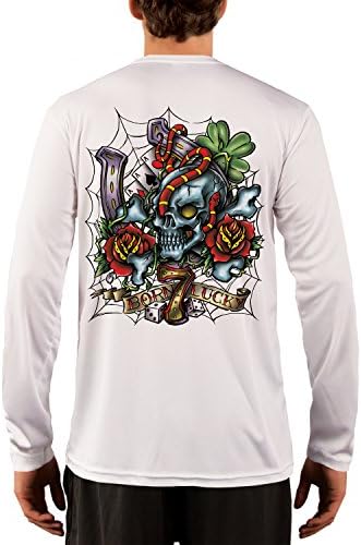 Bullseye Tattoos Men's Lucky Skull UPF 50+ Performance T-shirt XXXX-Large White