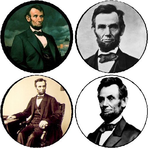 Set of 4 ABRAHAM LINCOLN Pinback Buttons Abe President