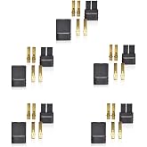 Padarsey 5 Pairs (10pcs) Compatible TRX Plugs Lipo/NiMh Brushless ESC Battery RC Connector - Gold Plated, Nylon, Black