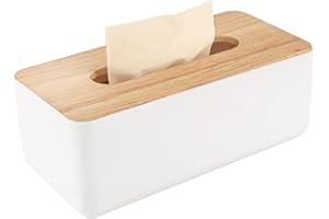 POJAH Wood Tissue Box Cover Gloves Box Holder Wooden Rectangular Tissue Box Holder for Storage on Bathroom Vanity, Countertop, Bedroom Dresser (Large(10.2 x 5.1 x 4.5))