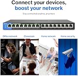 Linksys LGS116P 16-Port Gigabit PoE+ Desktop Unmanaged Switch view 9