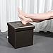 B FSOBEIIALEO Storage Ottoman Small Cube Foot Rest Seat Faux Leather, Brown 12.6