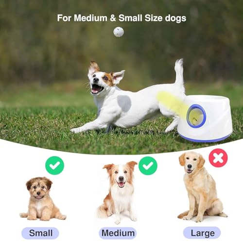 White Automatic Dog Ball Launcher, Interactive Dog Toys Tennis Balls Thrower for Small and Medium-Sized Dogs, 27 * 27 * 18Cm
