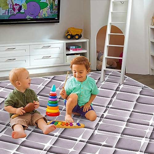 Vibe bear Baby Play Mat 79" X 63", Thicker Foam OnePiece Crawling Mat, Extra Large Anti Slip