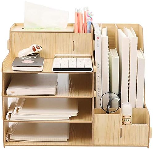 オフィスデスクオーガナイザー木製デスクオーガナイザー 全商品オープニング価格 大容量diy事務用品収納ボックスファイルラック紙ドキュメントマガジンホルダーソーター カラー ナチュラル サイズ 37 6x29x28cm