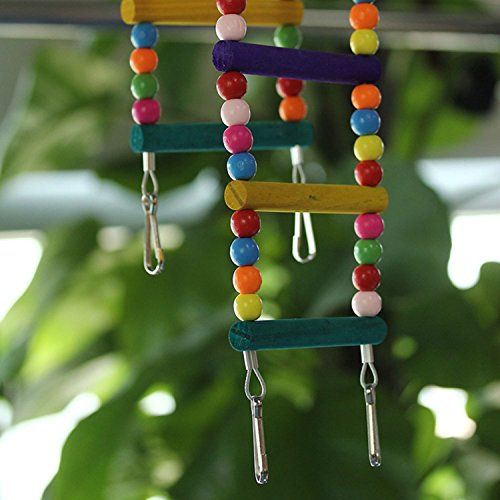 LESYPET Colorful Ladder Bird Toy, Flexible Ladders Wooden Rainbow Bridge for Parrots Pet Trainning 8-Step