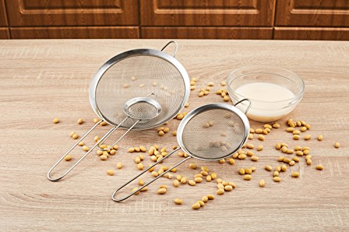 GWHOLE Sieb Feinmaschig Küchensieb Mehlsieb Set 7/12/18 cm, aus Edelstahl – Bild 4