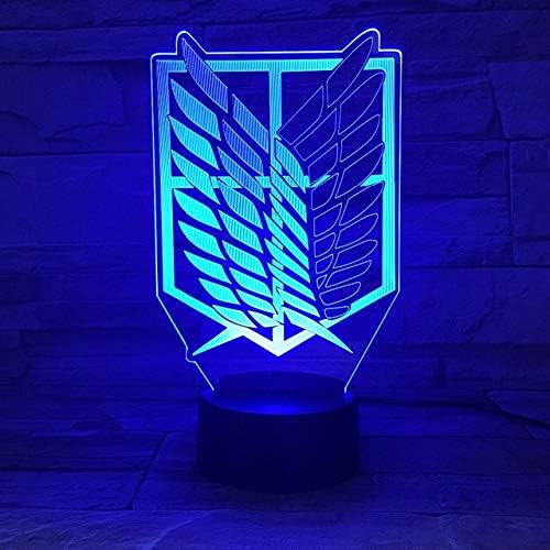 QIANDONG1 7 Colors Lamp Anime Attack On Titan Wings of Liberty 3D Light Touch Led Lamp USB Or 3Aa Battery-Operated Lamp Kids Gift