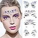 Rhinestone Tattoo Jewel Temporary Stickers - 4 Sets Mermaid Face Gems Rhinestone Sticker, 5 Sets Metallic Henna Tattoos, 4 Sets Cosmetic Glitter Purple for Music Festival/Party/Beach