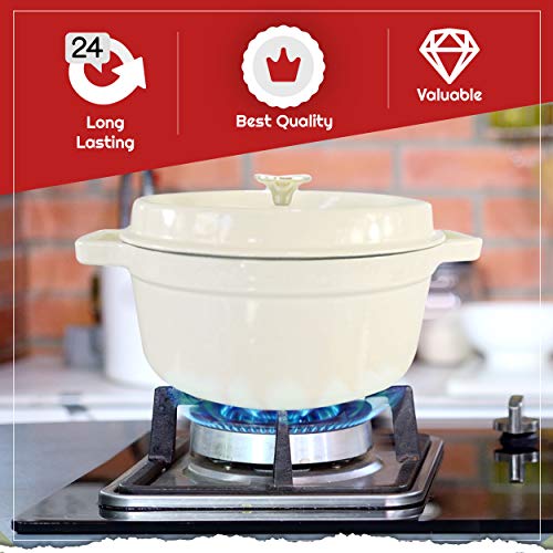 6 Quart Enameled Cast Iron Dutch Oven Pot with Lid Round Enamel