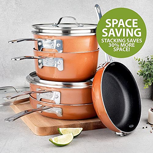 Gotham Steel Stackable Pots and Pans Stackmaster 10 Piece Cookware Set