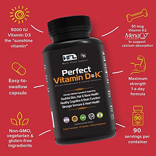HFL Perfect Vitamin D&K™ by Dr. Sam Robbins Vitamin D3 & K2 (MenaQ7® MK7) 3 Month Supply