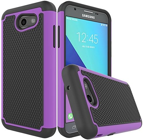 Galaxy J3 Emerge Case,Galaxy J3 Prime Case,Galaxy J3 Luna Pro Case,J3 Eclipse Case,Galaxy Express/Amp Prime 2 Case,Asmart Armor Defender Cover Protective Phone Case for Samsung Galaxy J3 2017, Purple