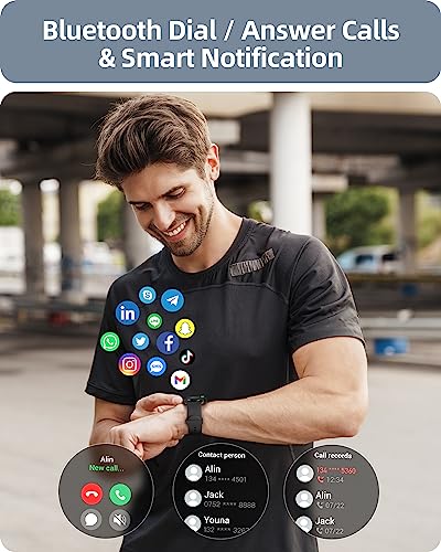 Parsonver Smart Watch Answer/Make Call, Fitness Watch for Men Women, Smartwatch IP68 Waterproof, 100+ Sport Modes, Heart Rate/Sleep Monitor, Fitness Watch for Android and iOS, Black, SPROD1