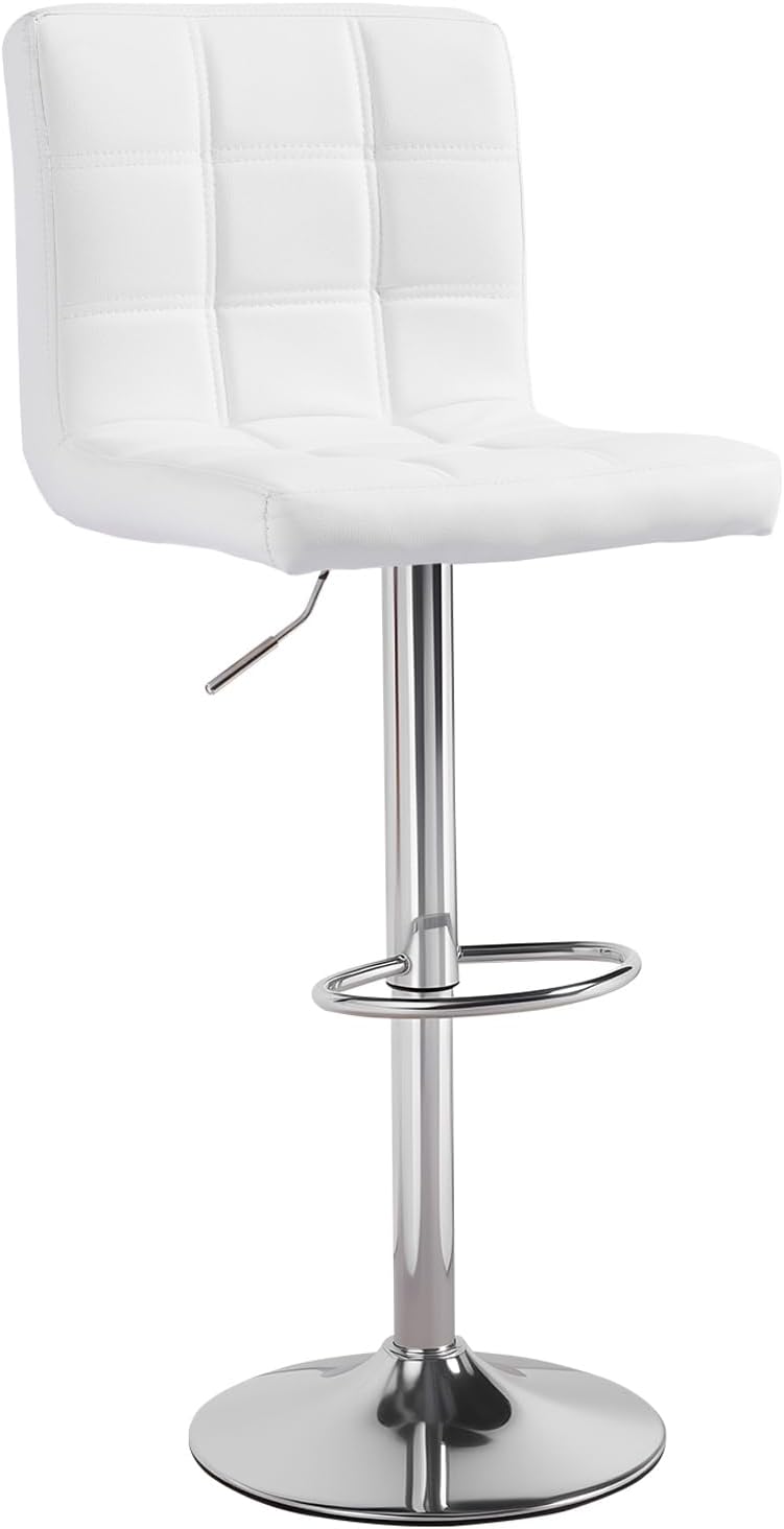 Panana Height Adjustable Cuban Bar Stool White PU Backrest 360° Swivel