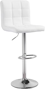 Panana Height Adjustable Cuban Bar Stool White PU Backrest 360° Swivel