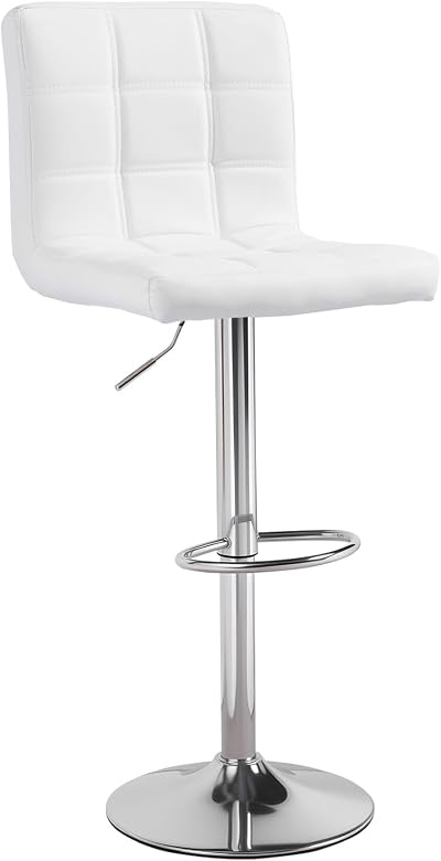 Panana Height Adjustable Cuban Bar Stool White PU Backrest 360° Swivel