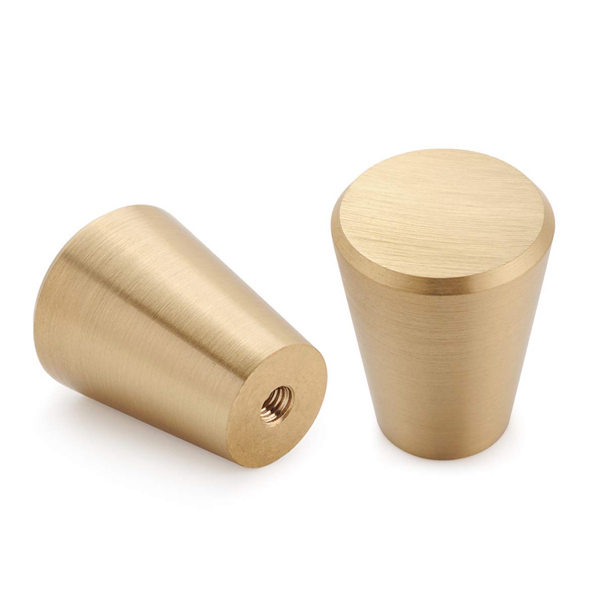 YANGQIHOME 10 Pack Gold Brass Cabinet Knobs, Pull Handle for Bath Kitchen Cabinetry Furniture (Cone)