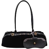 Boston Shoulder Bags for Women suede fabric Tote Bag Casual Bowling Bag Purse Retro Underarm Bag