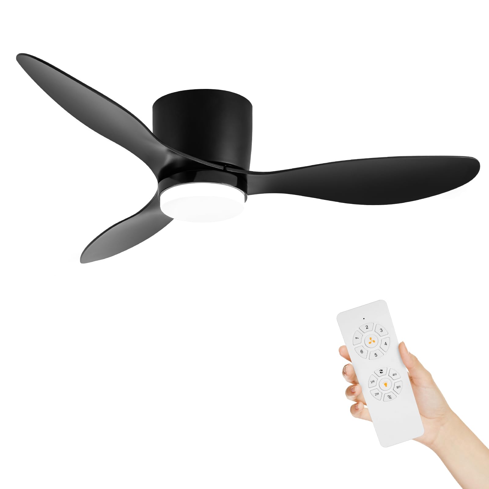 Photo 1 of ***FACTORY SEALED***Nsleaiy Flush Mount Ceiling Fans with Lights, 42 Inch Black Ceiling Fan with 3 Blades, Reversible DC Motor, 6 Speeds, 3 Color Temperatures, Low Profile Ceiling Fan for Living Room Bedroom (Black)
