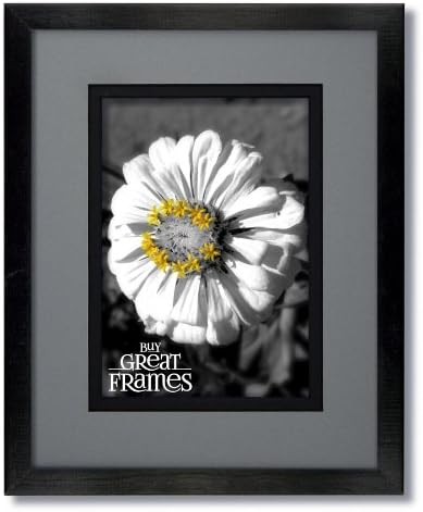 Set of 2 - 11x14 Black Wood Frames and Glass with Storm Gray/Black Black Core Double Mat for 8x10
