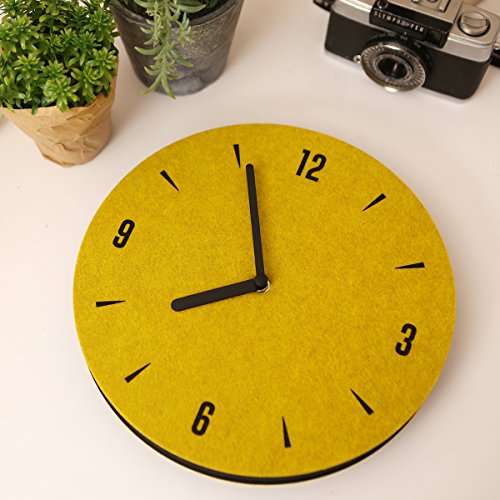 thehaki Sandwich Clock 9" Felt Silent Quartz NonTicking Simple Light