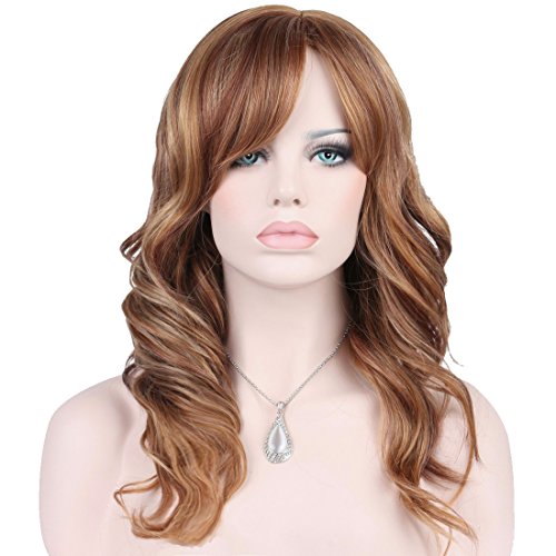 KeeWig Synthetic Strawberry Blonde Wig Wavy With Pale Blonde Highlights KATE #R29S