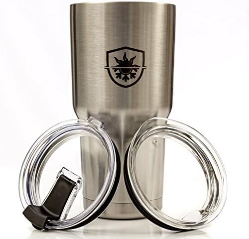 THERMONATOR 2X Insulated Stainless Steel Travel Tumbler- Best Cup for Icy Cold Drinks, Hot Coffee &amp; Tea- 24 hours cold, 3-4 hot! Also available in Red (30 oz, Silver w/ Spill Proof and Reg. Lid)
