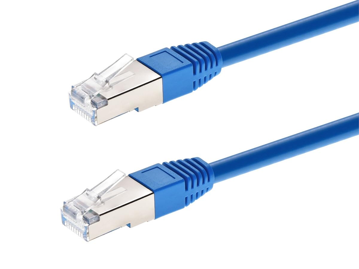 Monoprice Cat6A 100ft Blue Patch Cable Double Shielded (S/FTP) 26AWG 10G Pure Bare Copper Molded RJ45 Entegrade Series Ethernet Cable
