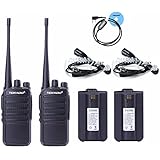 TIDRADIO TD-Q2 Two Way Radio Rechargeable 16 CH UHF 400-470MHz VOX Scrambler Walkie Talkies (2 Pack) and 2 Pin Covert Air Acoustic Earpiece (2 Pack) compare bf-888s