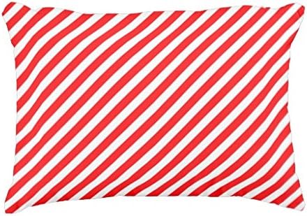 Standard Pillowcase Decorative Diagonal Candy Cane Stripes-Christmas Red &amp; White King Size Pillow Sham 20X30 Inches