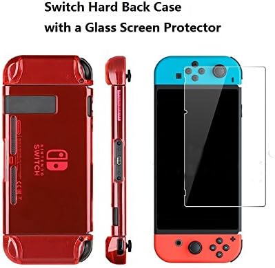 YueCZ Nintendo Switch Protection Case Cover Hard Shell Switch Transparent Ergonomic Accessories Skin with A Screen Protector for Nintendo Switch 6.2 Inch (Red)