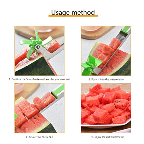 Stainless Steel Watermelon Slicer, Watermelon Windmill Cutter Melon Baller Scoop Fruit Vegetable Tools Kitchen Gadgets Corer Tool Set, with 2 Fruit Fork - Thumbnail 3