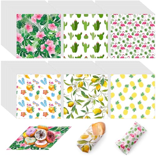Reallnaive 960 Pcs Summer Theme Wax Paper Sheets for Food 12 x 12 Inch at Amazon
