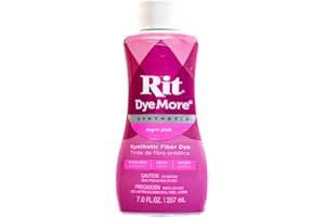 CRAFT COUNTY Rit DyeMore 7 Oz. Synthetic Liquid Fiber Dye for Clothing, Décor, and Crafts – Super Pink (1 Pack)