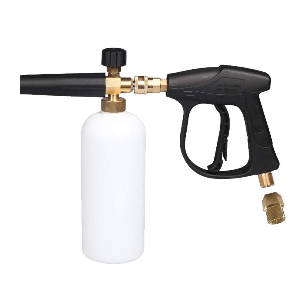 Snow Foam Lance Car Washing Foam Gun Brass Adjustable Cannon Sprayer 1L Soap Foamer Bottle,for Pressure Washers (foam bottle+foam gun)