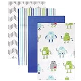 Luvable Friends Flannel Receiving Blankets, Robot, 4 Count