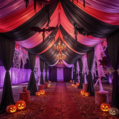 8 Panels X Black Ceiling Drapes
