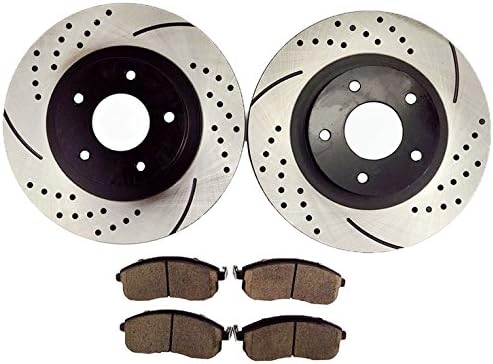 Atmansta QPD10001 Front Brake kit with Slotted/Drilled Rotors and Ceramic Pads for Infiniti I35 Nissan Altima Maxima