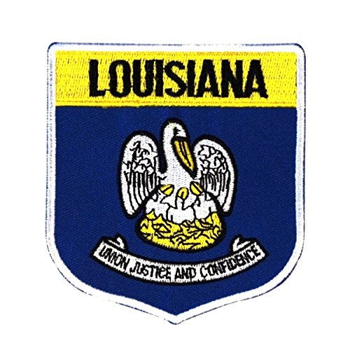 State Flag Shield Louisiana Patch Badge Travel USA Embroidered Iron On Applique