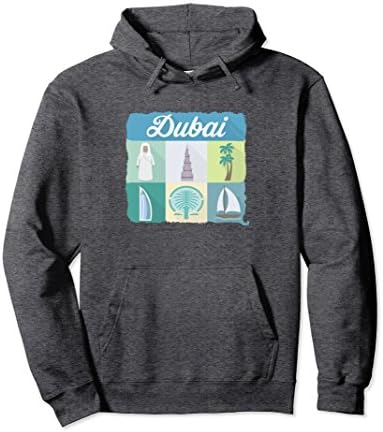 Unisex Visit Dubai Symbols City Lover Journeys Travel Hoodie XL: Dark Heather