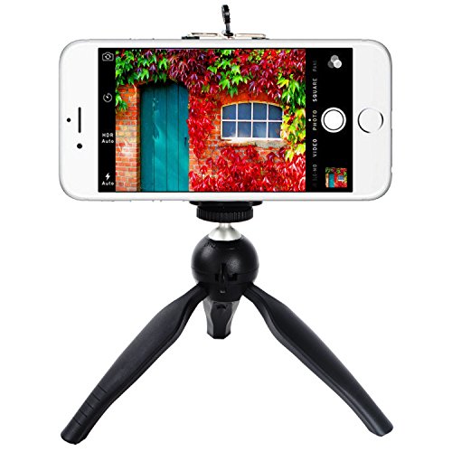 YOEMELY Mini Tabletop Tripod Stand for DSLR Camera and Smart Phone (Black)