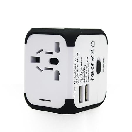 TBS®2308 Internationale Reiseadapter AC für Steckdosen + USB-Ladegerät 2,4A - travel adapter für Computer, Telefon, Tablet al