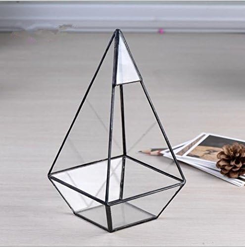 GRASSPER Geometric Terrarium Glass Metal Prism 22cm Table Top/Planter for Air Plant/Succulent/Indoor Plants for Home/Office/Wedding Decoration
