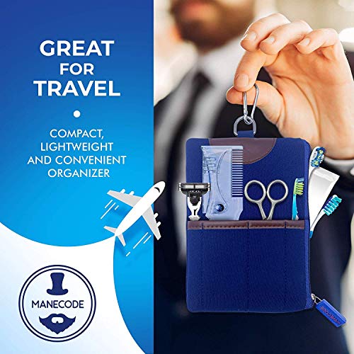 Manecode Beard Shaping Kit - Grooming Tools for Men - Adjustable Lineup Template with built-in Comb, Laser Sharpening Scissors, All in Hygiene Travel Case
