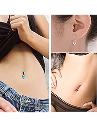 Outee 30 Pcs 14G Belly Button Rings Belly Bars Navel Rings Stainless Steel Body Piercing Jewelry for Women Girls
