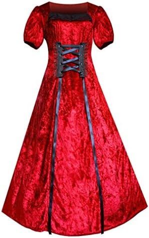Victorian Renaissance Steampunk Gothic Romantic Dress (1X, Red)