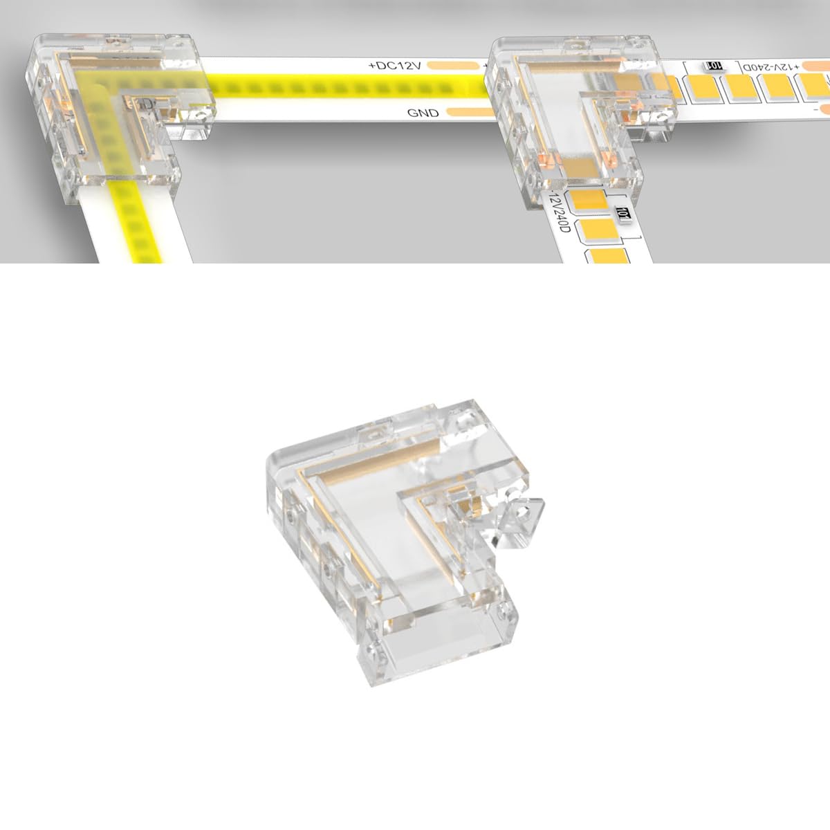 TOKERU LED Strip Connector, 20 Pack, 8mm, 2-Pin (L -Shaped (COB/SMD), 10mm)