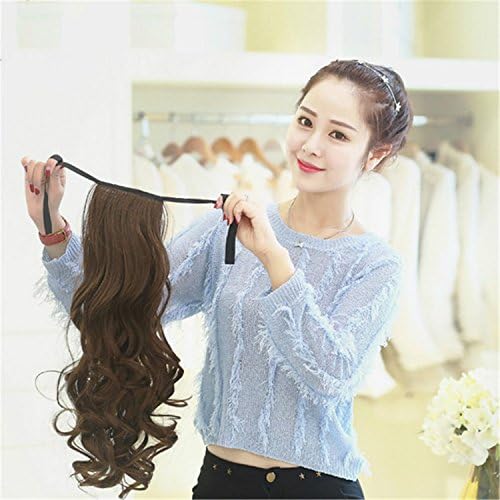 Suuny Queen retail Brown color clip in ponytail hair extensions for women magic paste invisiable synthetic hair piece straight long