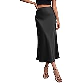 KIFOVEN Women's Satin Elastic Flare High Waist Bodycon Zipper Basic Long Skirt
